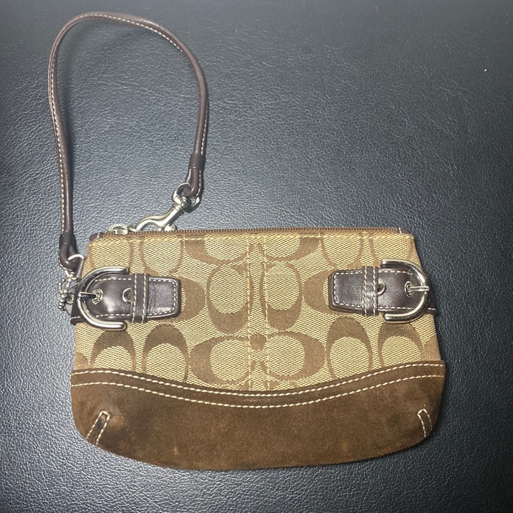 Coach Monogram Brown wristlet